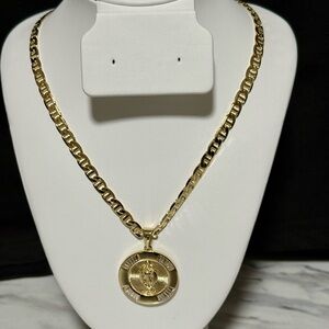 14K Gold Plated Mariner Link Chain Virgen de Guadalupe Necklace for Women